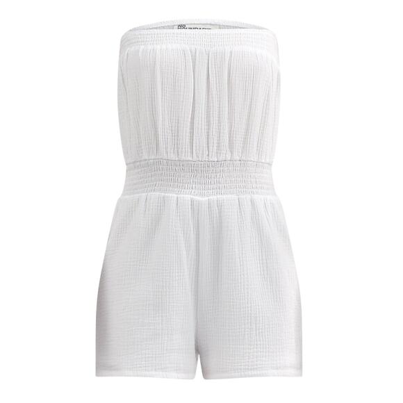 No Boundaries Pants - NWT White Gauze Strapless Romper Womens Medium 8-10 100%Cotton clean girl